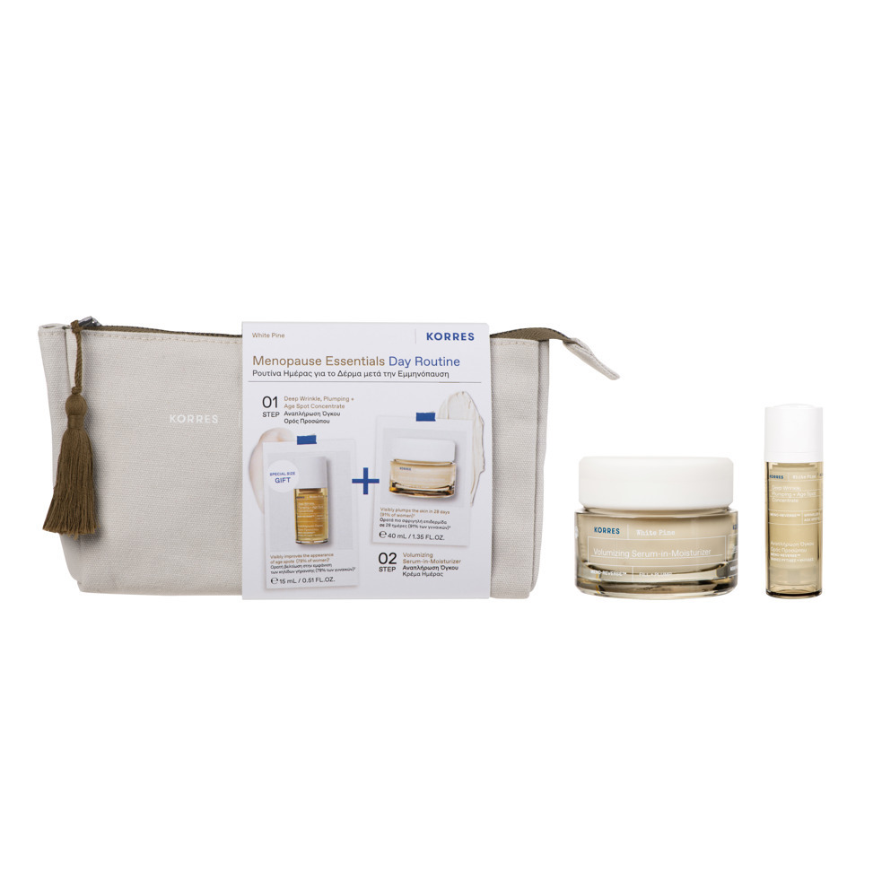 Korres Set White Pine Menopause Essentials Day Routine Deep Wringle Plumping + Age Spot Cosencentrate 15ml + Volumizing Serum in Moisturizer 40ml