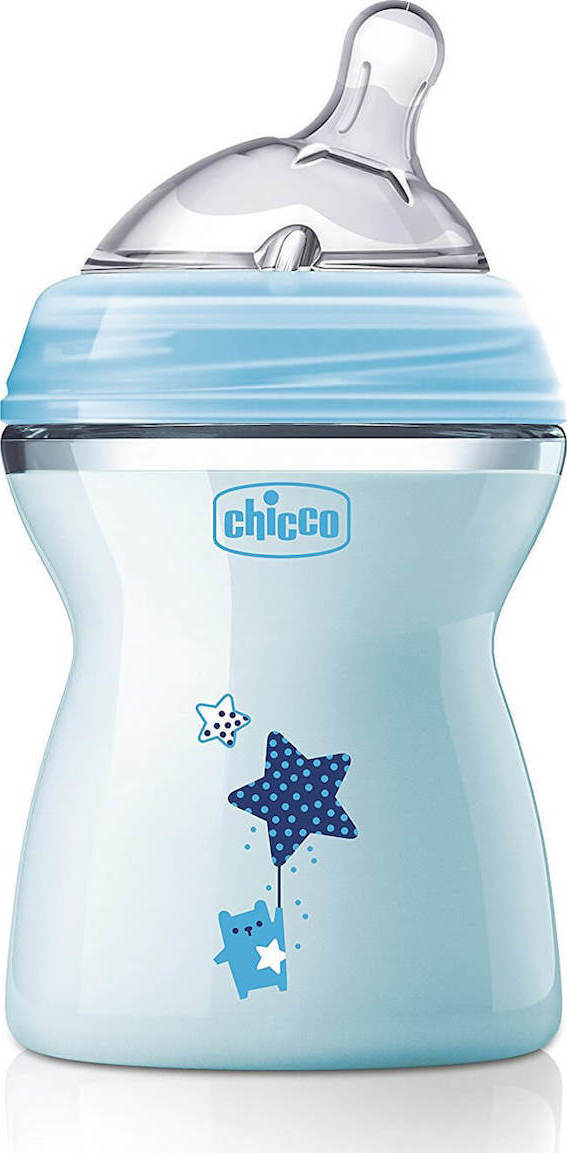 Chicco Πλαστικό Μπιμπερό Natural Feeling με Θηλή Σιλικόνης Μπλε 2m+ 250ml