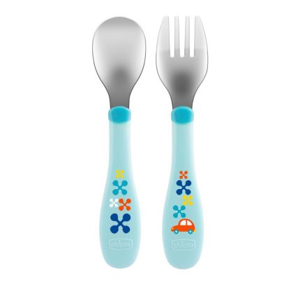 Chicco Metal Cutlery Mix & Match Σετ Πιρούνι - Κουτάλι Ανοξείδωτο 18m+ Γαλάζιο