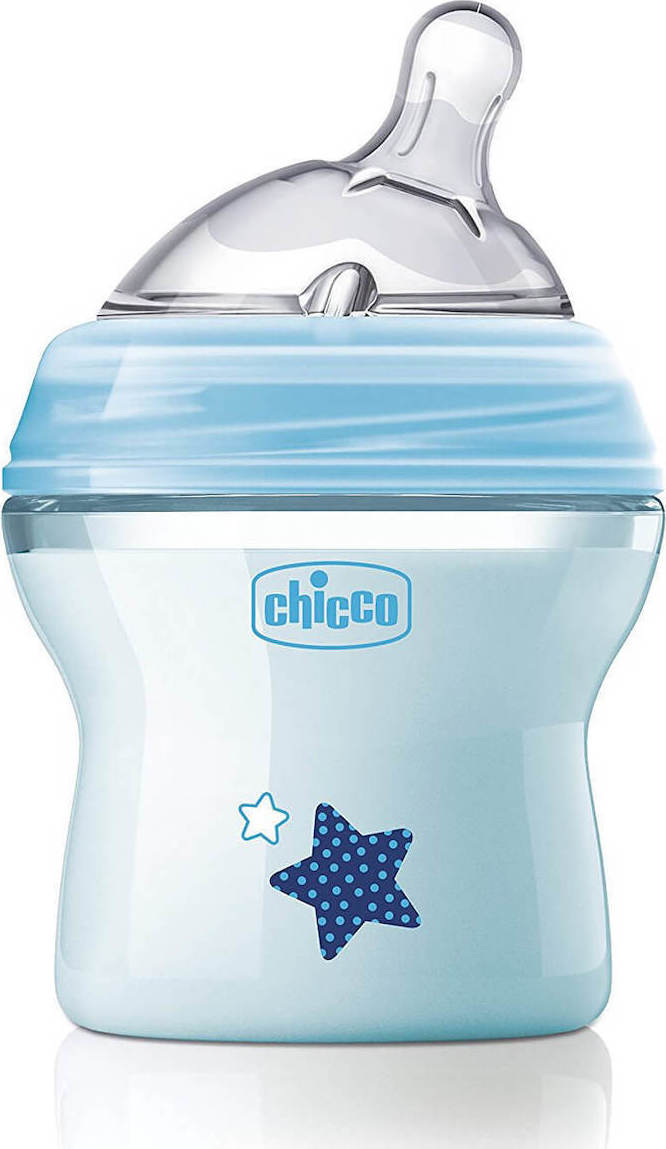 Chicco Πλαστικό Μπιμπερό Natural Feeling με Θηλή Σιλικόνης Μπλε 0m+ 150ml