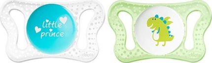 Chicco Physio Micro Πιπίλα Σιλικόνης 0-2m  Little Prince/Dino 2τμχ