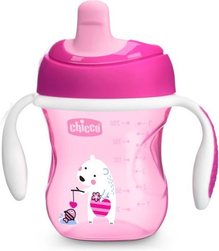 Chicco Training Cup Εκπαιδευτικό Μπιμπερό Πλαστικό με Λαβές Pink Polar Bear 6m+ 200ml