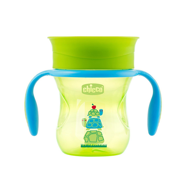 Chicco Cup Εκπαιδευτικό Μπιμπερό Πλαστικό με Λαβές Πράσινο 12m+