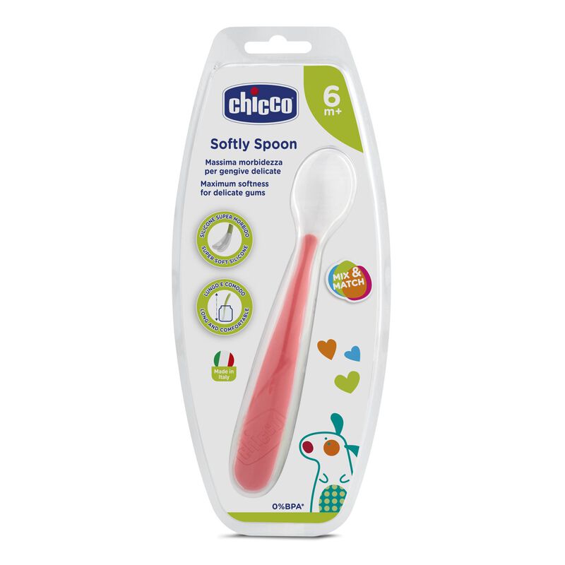 Chicco Κουτάλι Σιλικόνης Soft 6m+ Κόκκινο